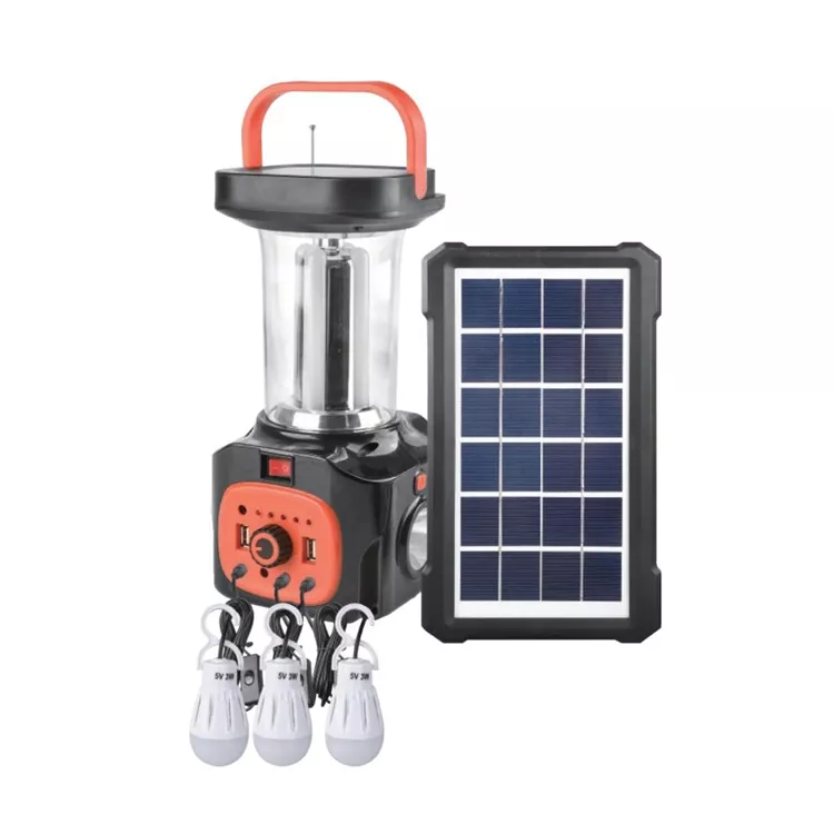 Kit de linterna solar para acampar de 3W recargable